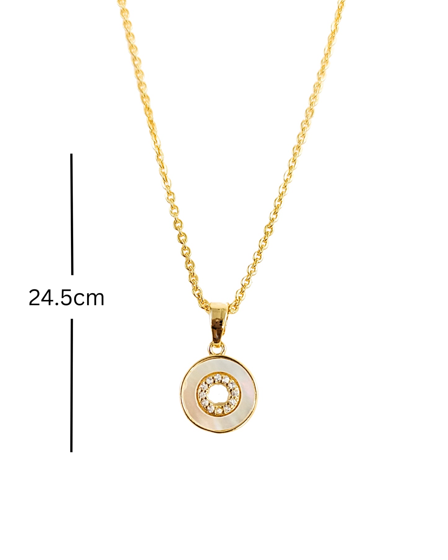 Bdiva 18k Gold Plated Mother of Pearl Round Chain Necklace