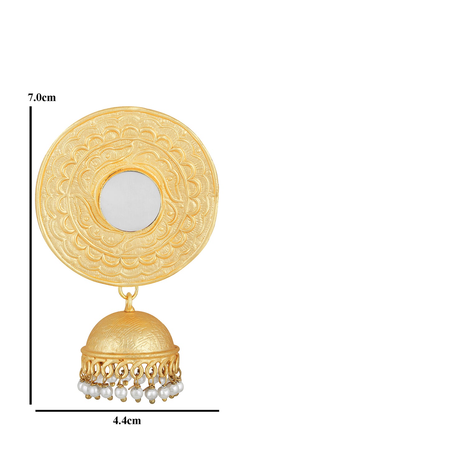 Bdiva 18K Gold Plated Intricately Carved Jhumka Earrings with Mother of Pearl.