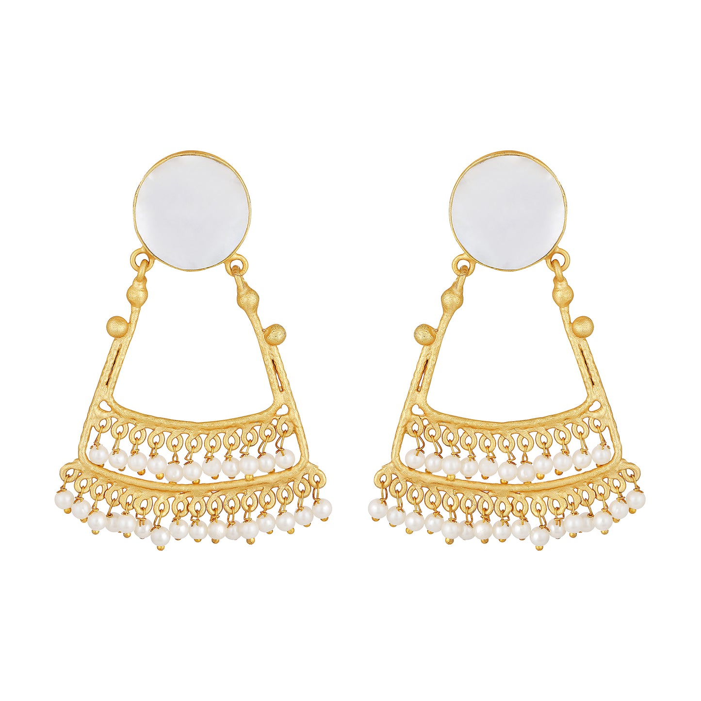 Bdiva 18K Gold Plated Mother of Pearl Eclectic Earrings.