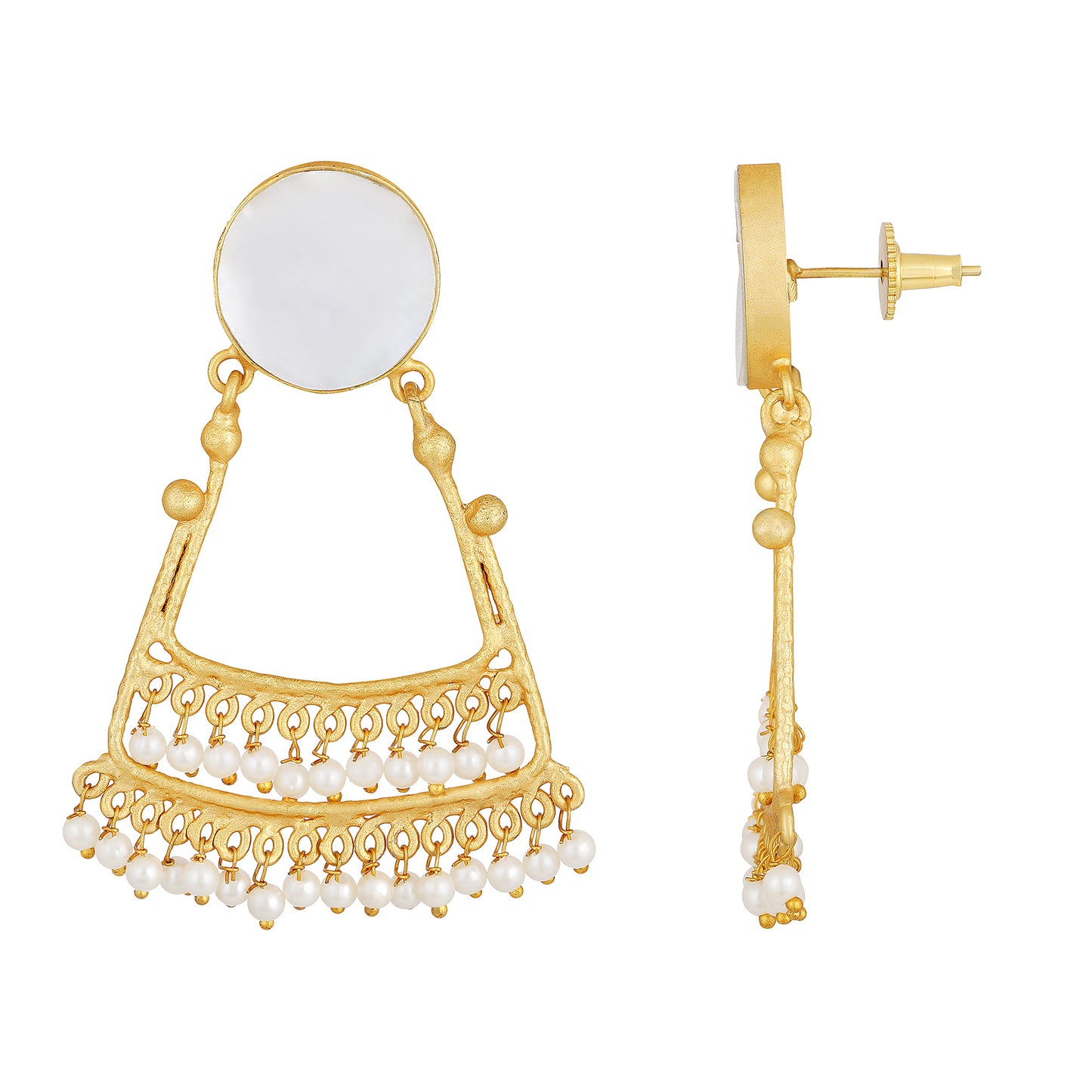 Bdiva 18K Gold Plated Mother of Pearl Eclectic Earrings.