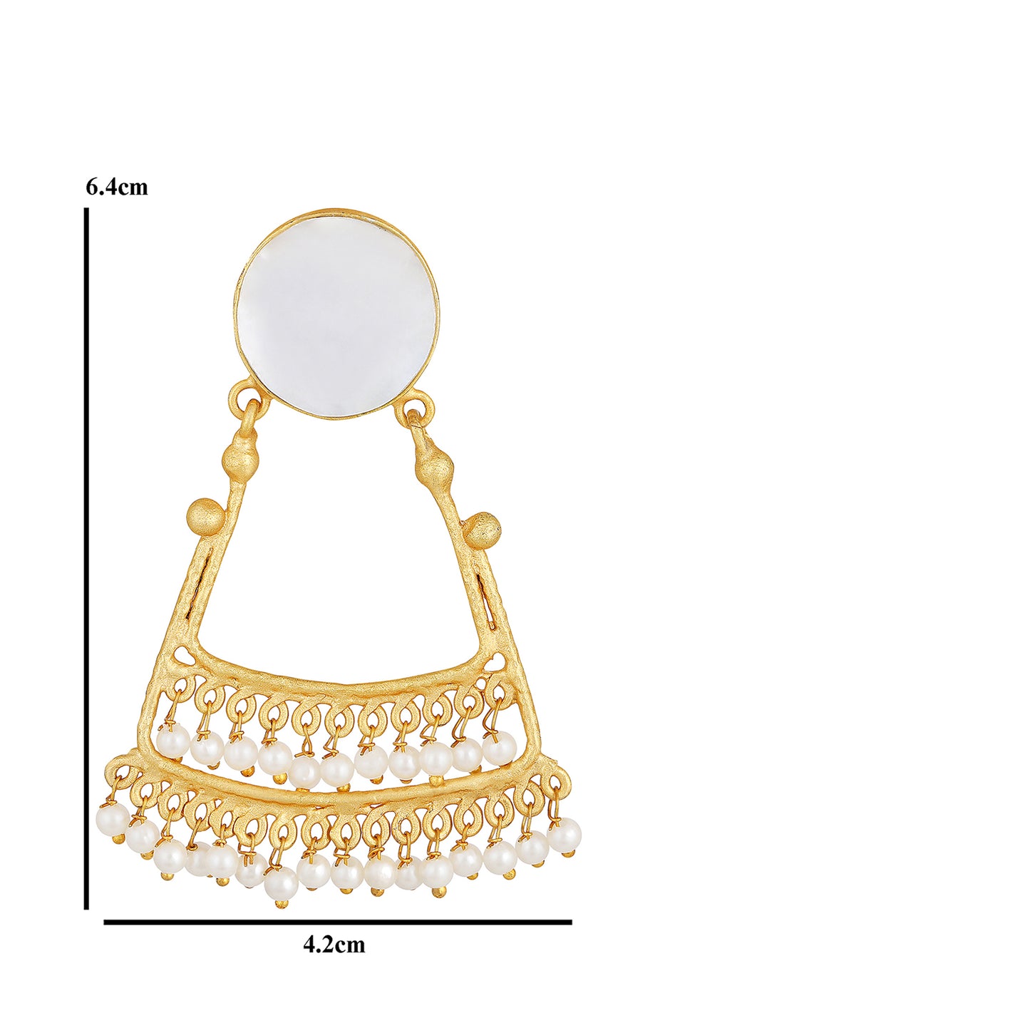 Bdiva 18K Gold Plated Mother of Pearl Eclectic Earrings.