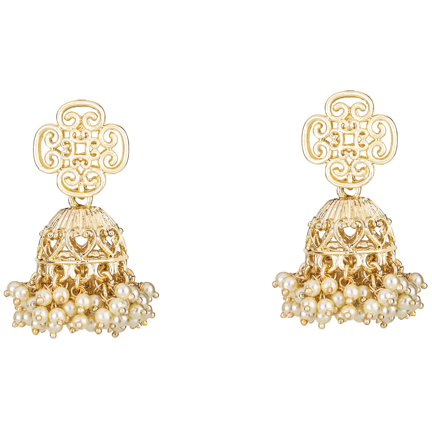 Bdiva 18K Gold Plated Meenakari Jhumka Earrings with Semi Cultured Pearls