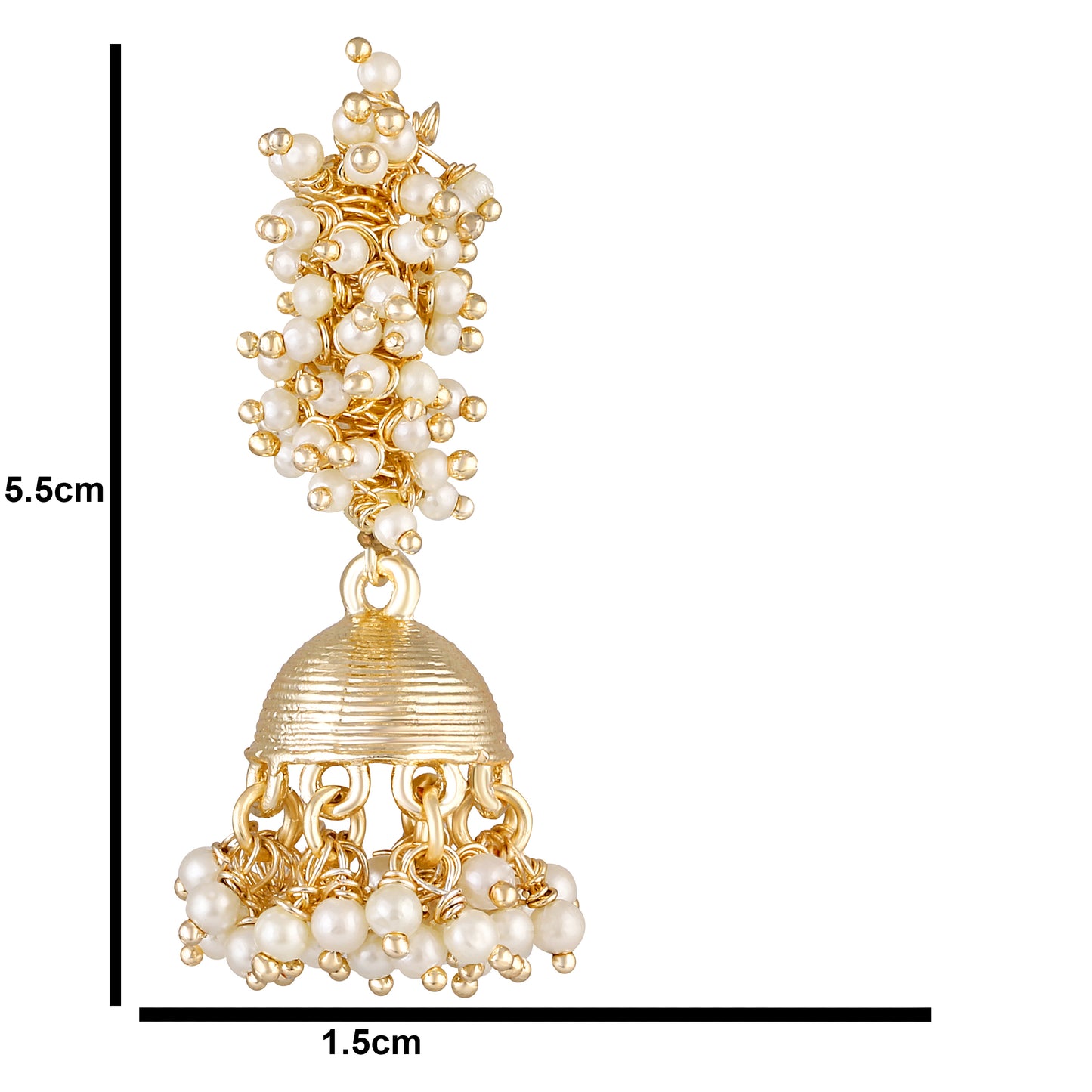 Bdiva 18K Gold Plated Jhumka Earrings with Semi Cultured Pearls.
