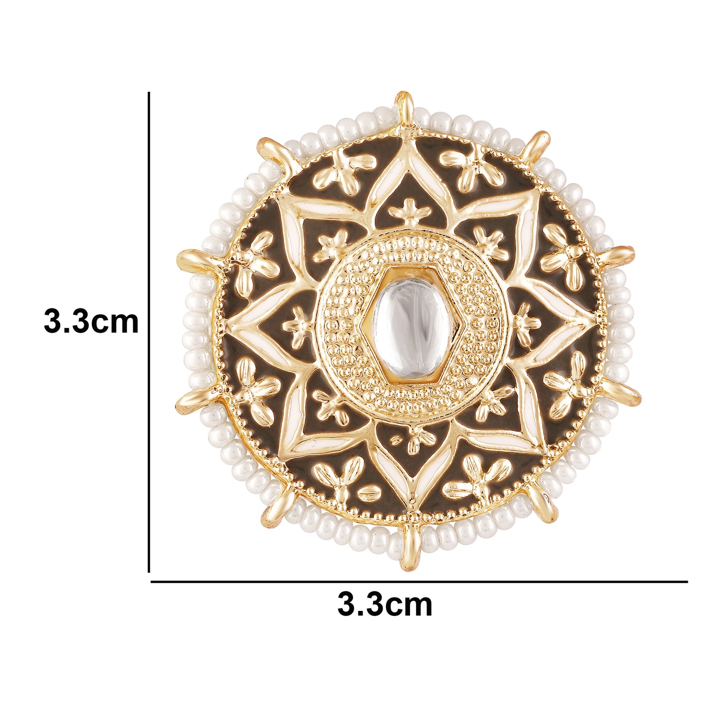 BDiva Antique Kundan Embellished Round Stud 18k Gold Plated Earrings
