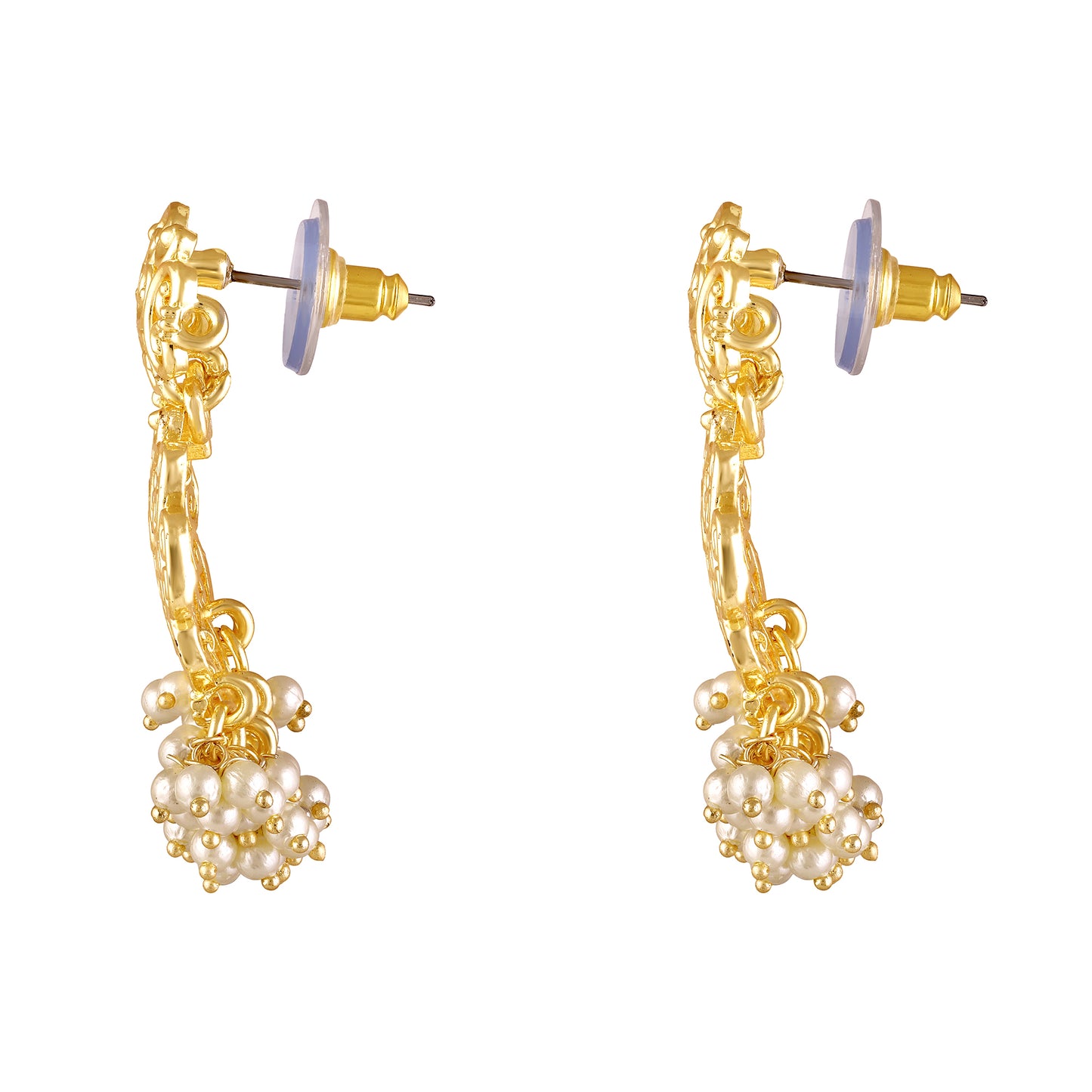 BDiva 18k Gold Plated Filigree Pearl Drop Earrings