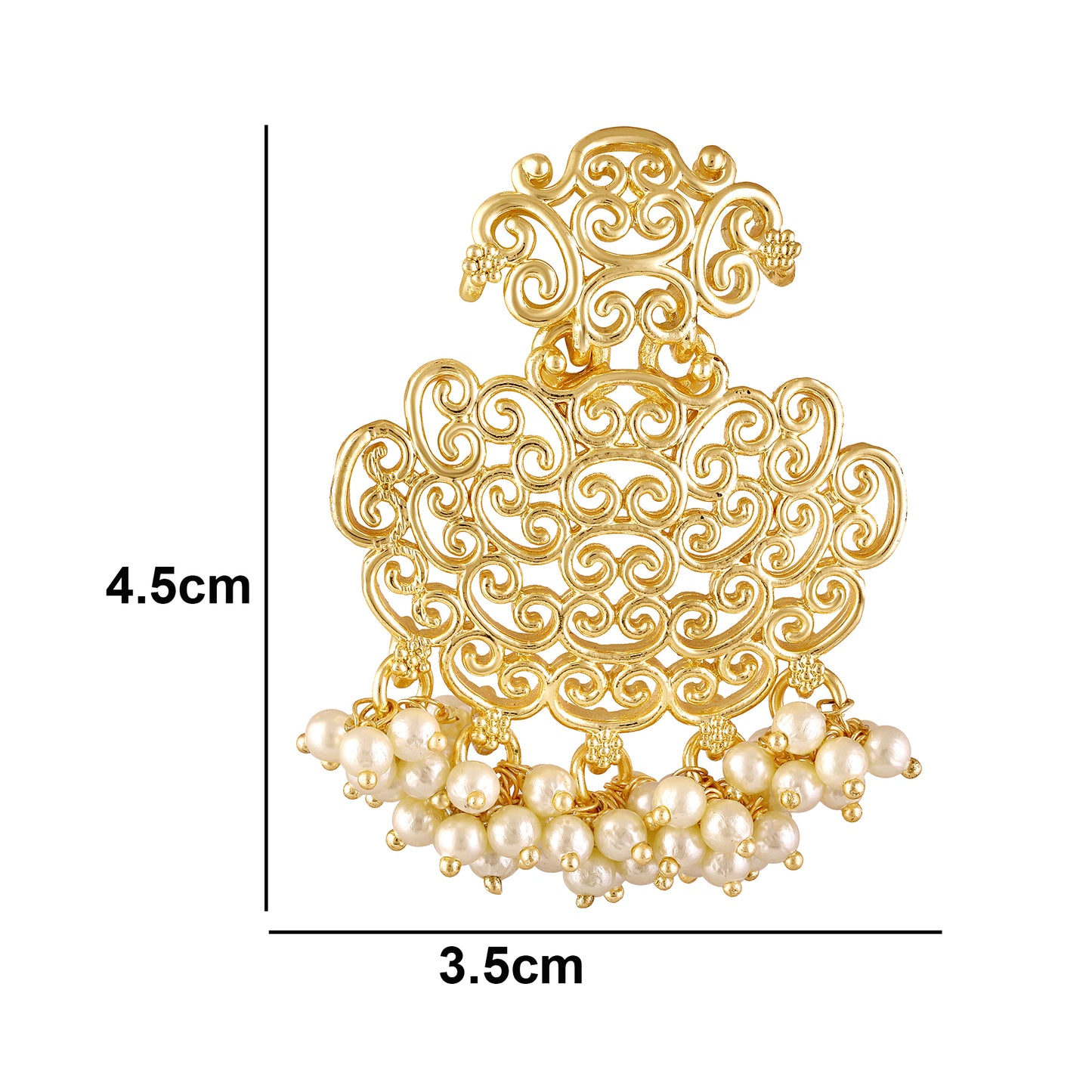 BDiva 18k Gold Plated Filigree Pearl Drop Earrings