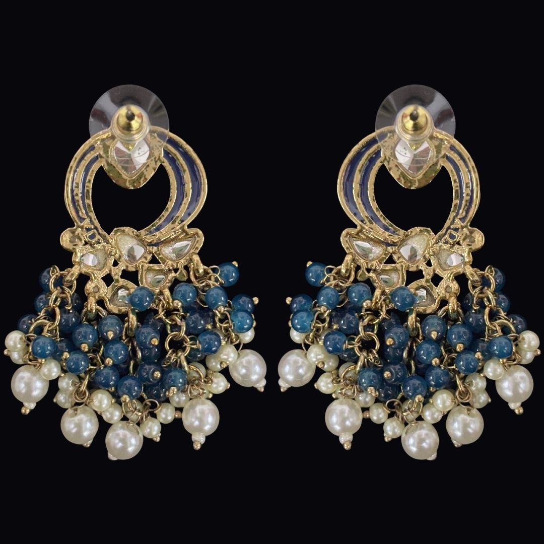 Gold Plated Statement Earrings | Kundan & Semi Cultured White Pearl Drops | Traditonal Jewelry for Women | Perfect for Party Wear