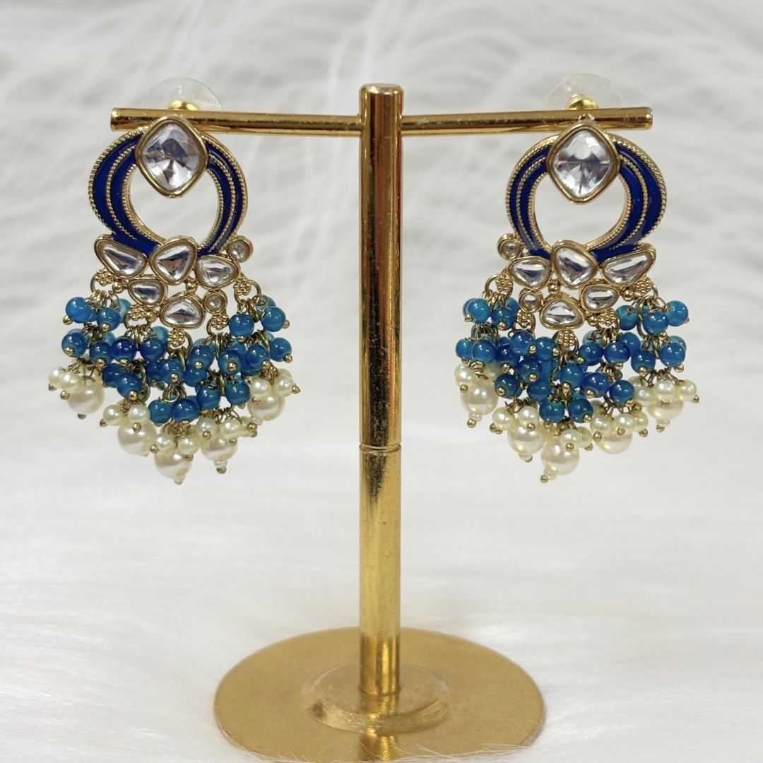Gold Plated Statement Earrings | Kundan & Semi Cultured White Pearl Drops | Traditonal Jewelry for Women | Perfect for Party Wear