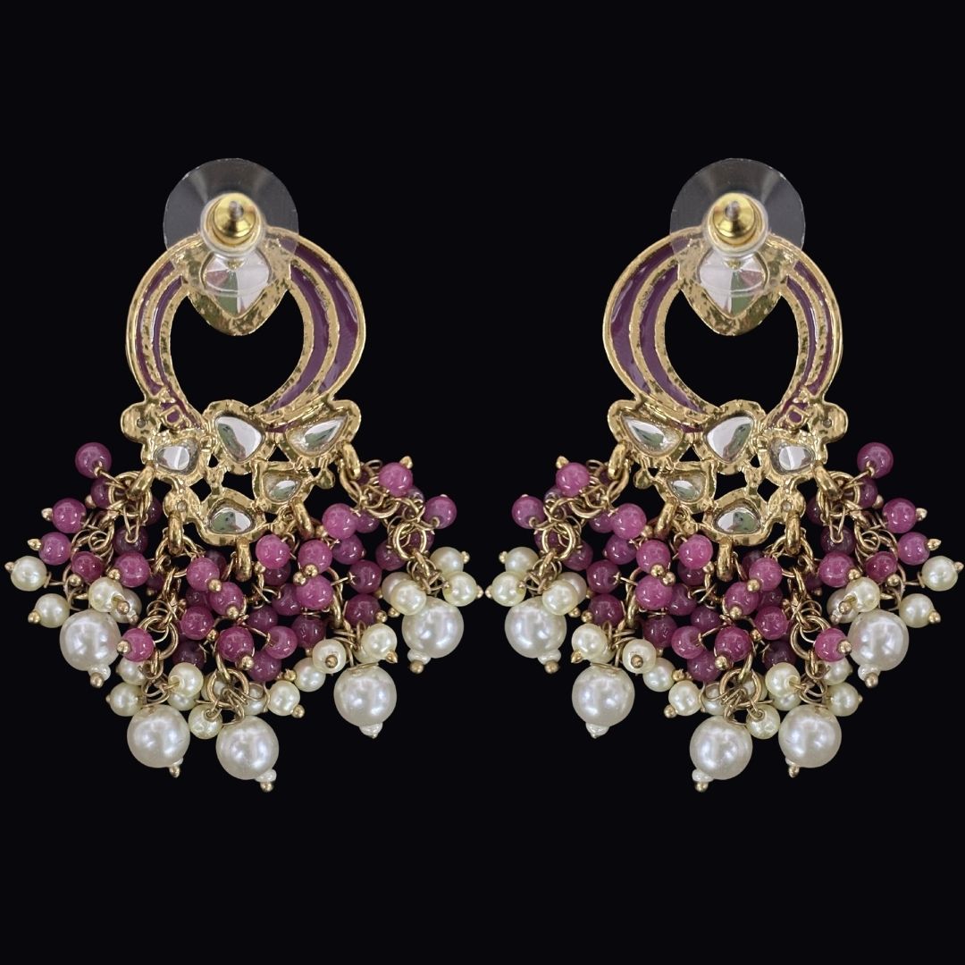Gold Plated Statement Earrings | Kundan & Semi Cultured White Pearl Drops | Traditonal Jewelry for Women | Perfect for Party Wear