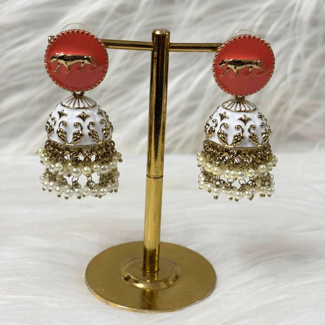 High Quality Gold Plated Heritage Enamel Jhumk Earrings