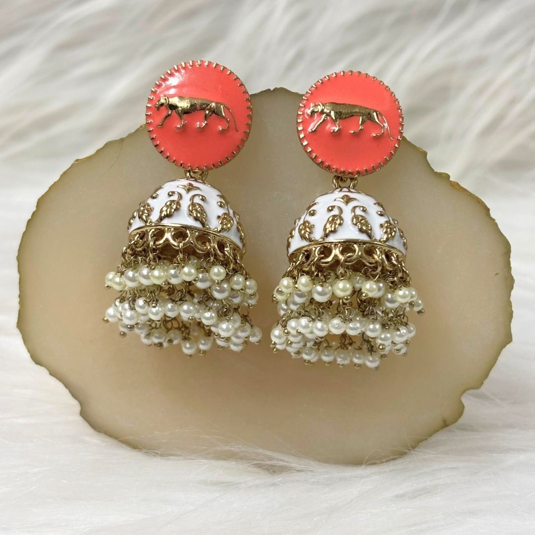 High Quality Gold Plated Heritage Enamel Jhumk Earrings
