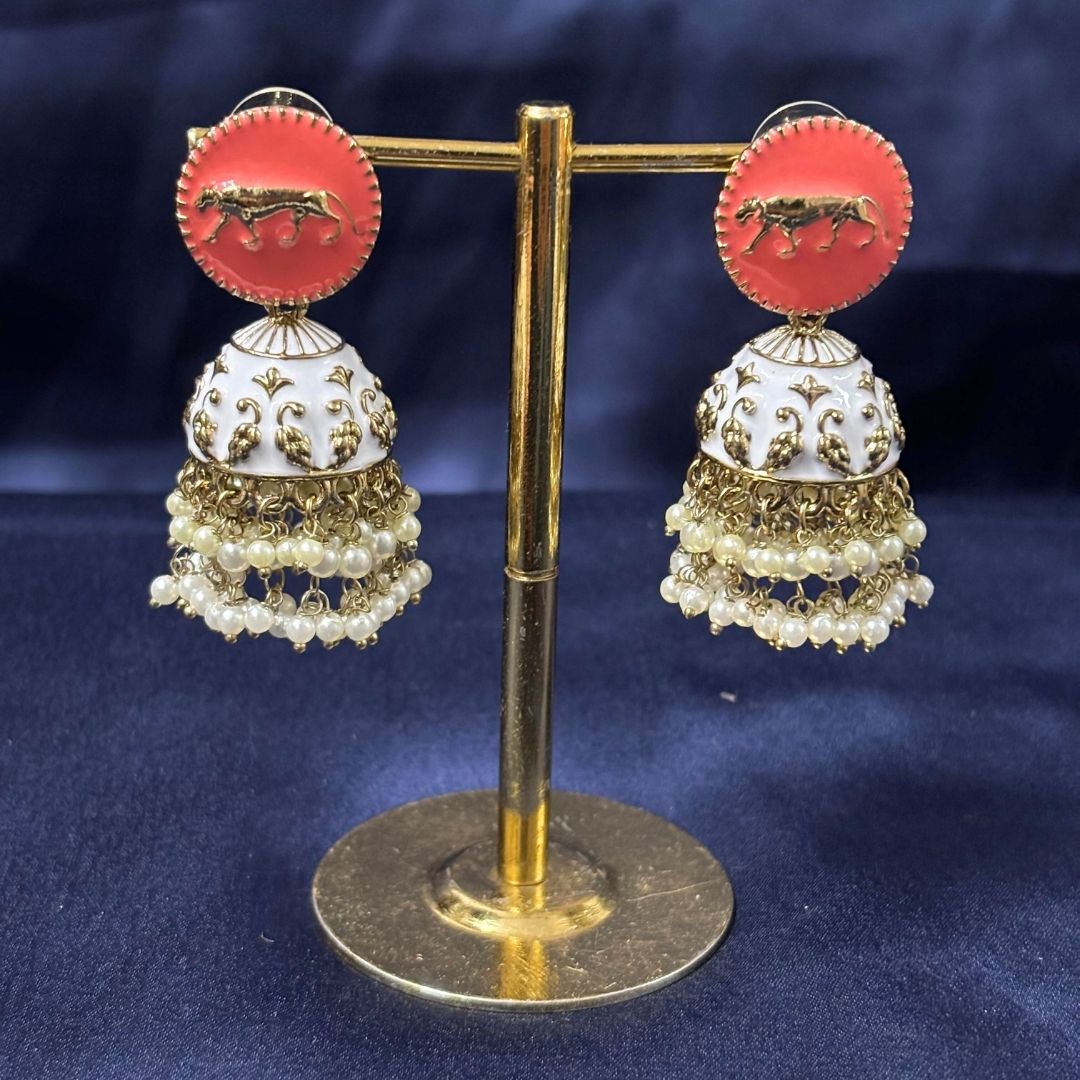 High Quality Gold Plated Heritage Enamel Jhumk Earrings