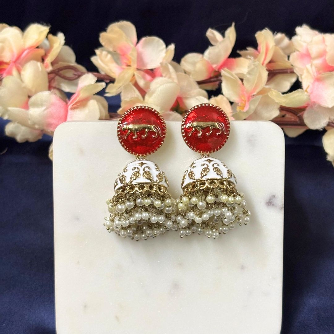 High Quality Gold Plated Heritage Enamel Jhumk Earrings