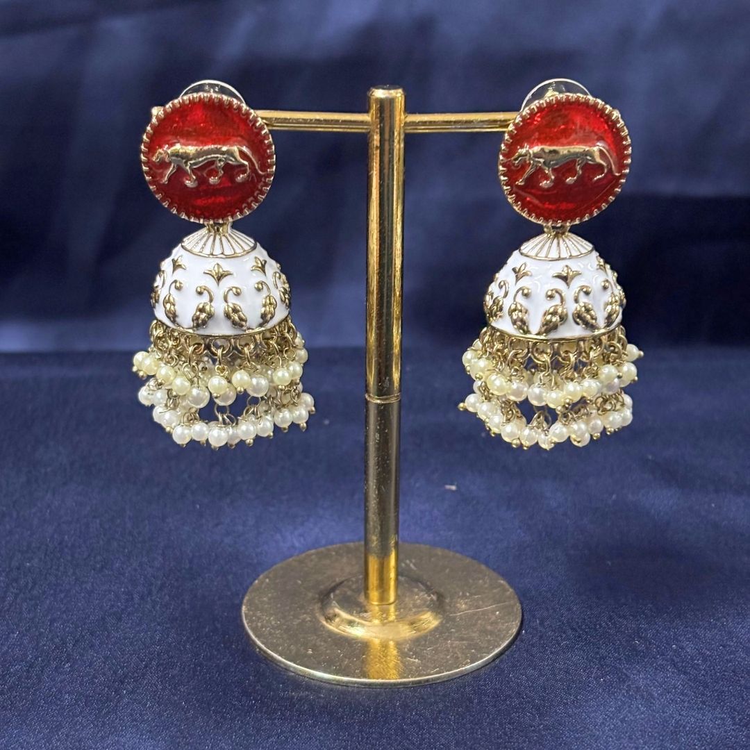 High Quality Gold Plated Heritage Enamel Jhumk Earrings