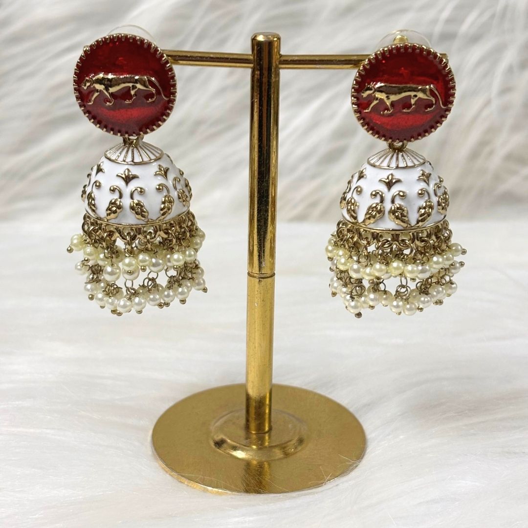 High Quality Gold Plated Heritage Enamel Jhumk Earrings