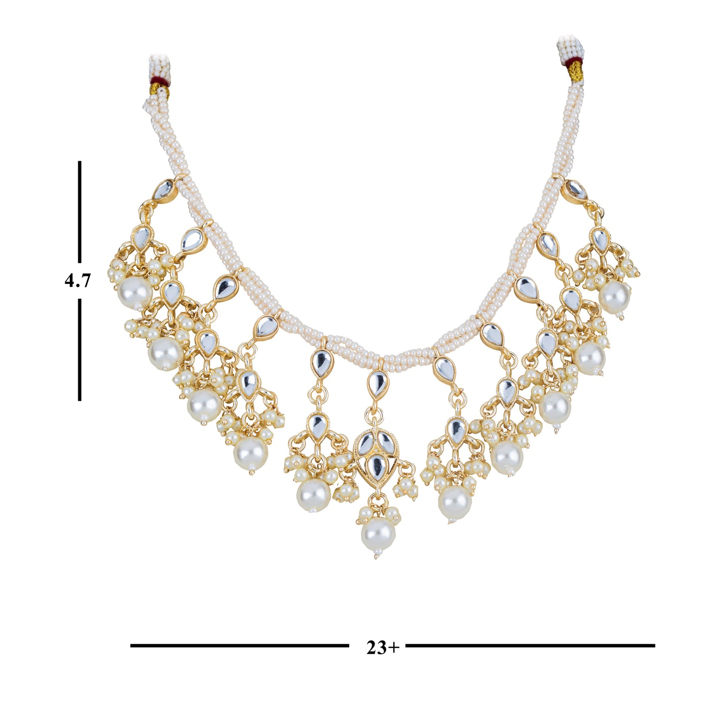 Bdiva 18K Gold Plated Kundan Semi Cultured White Pearl Choker.