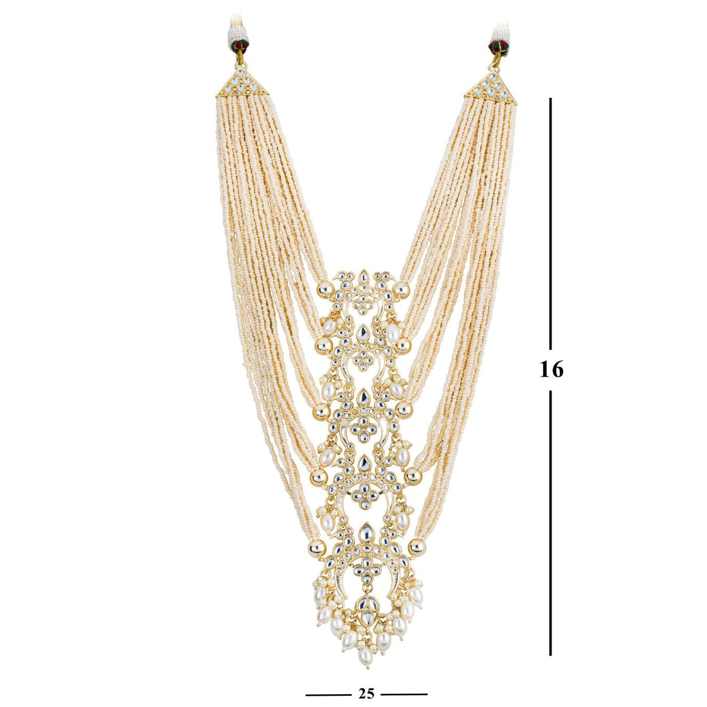 Bdiva 18K Gold Plated Kundan Semi Cultured White Pearl Choker with Maangtika.