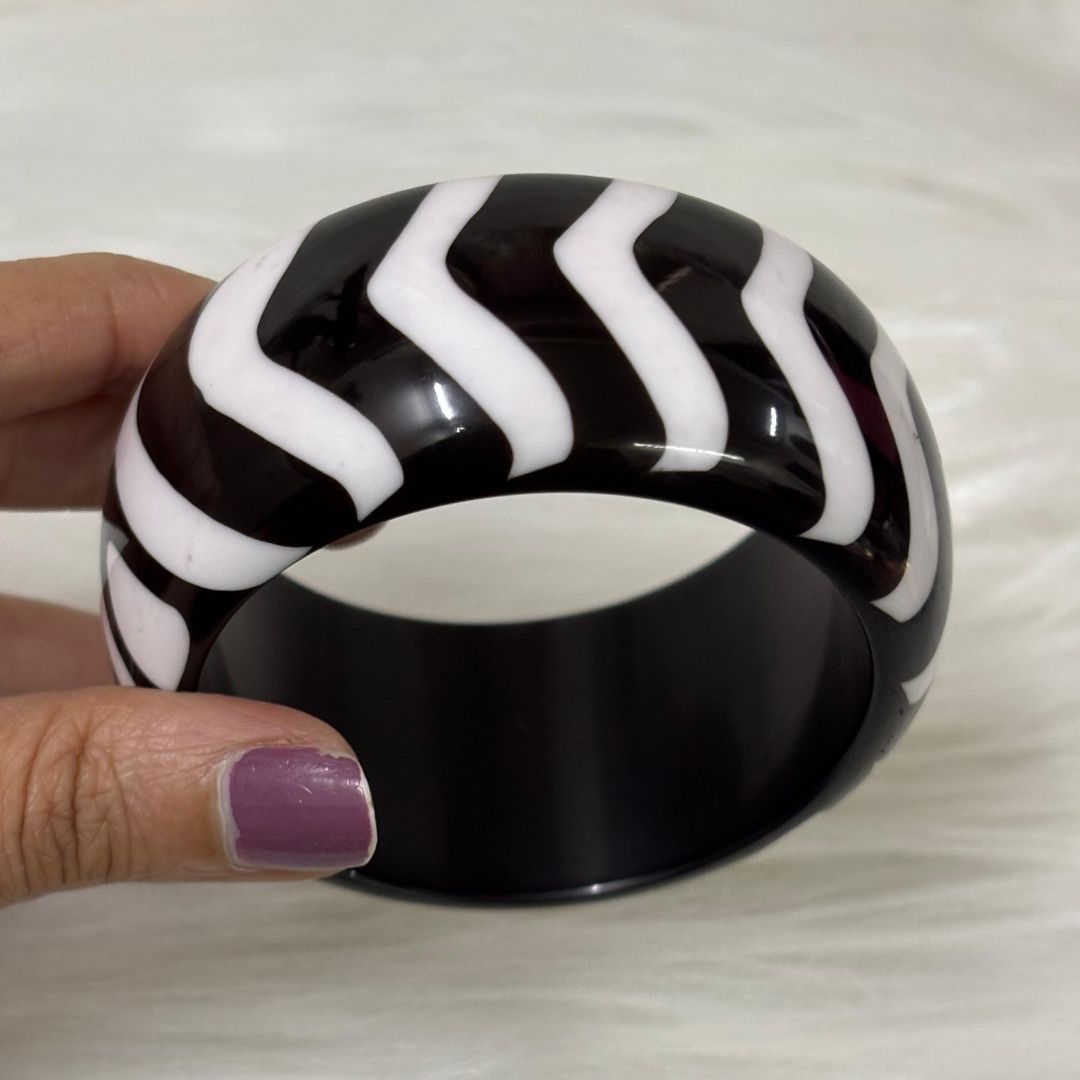 Zebra Stripe Statement Resin Bangle