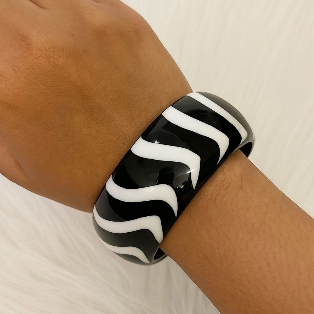 Zebra Stripe Statement Resin Bangle