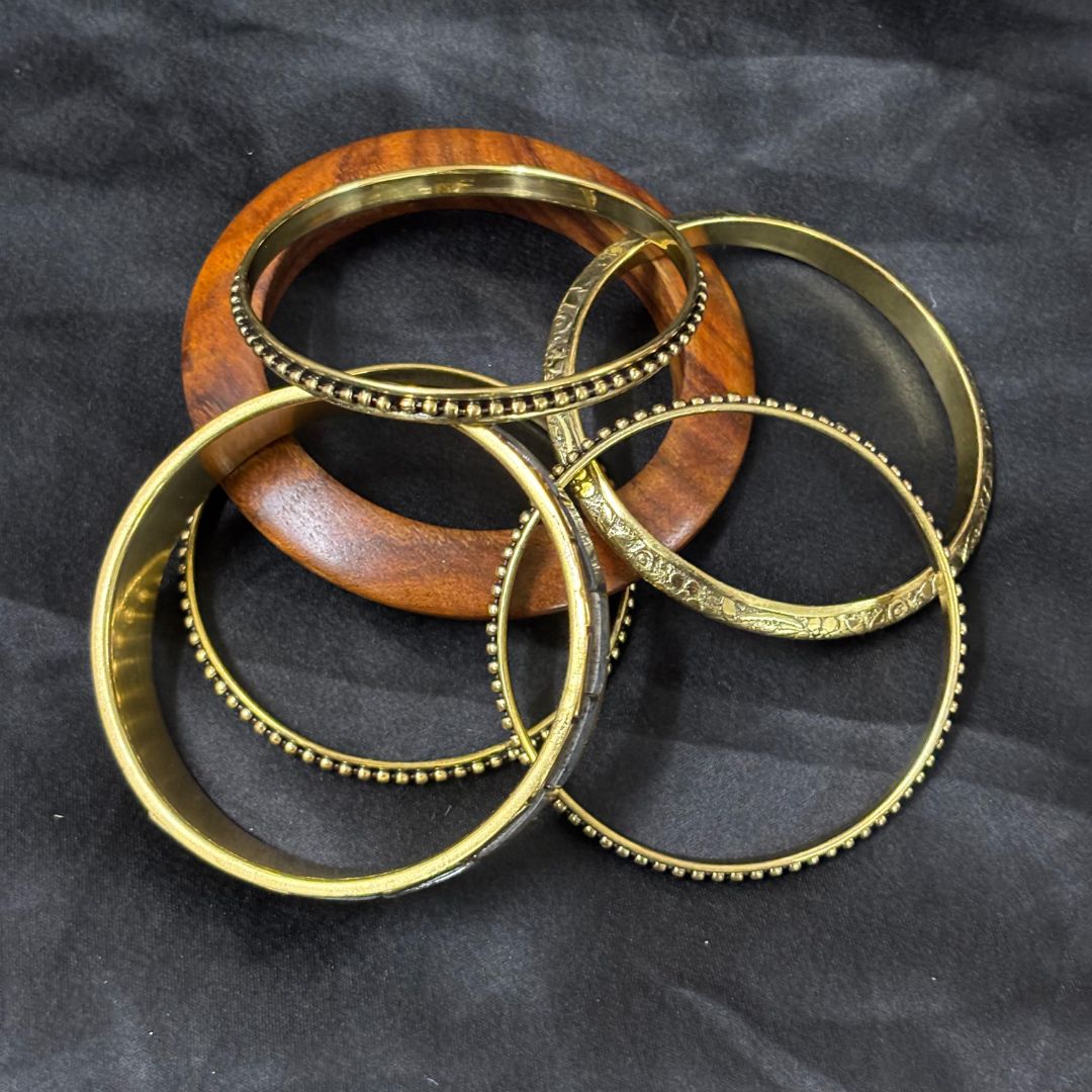 Gold Plated Stone Chips Regal Charm Set of Bangles
