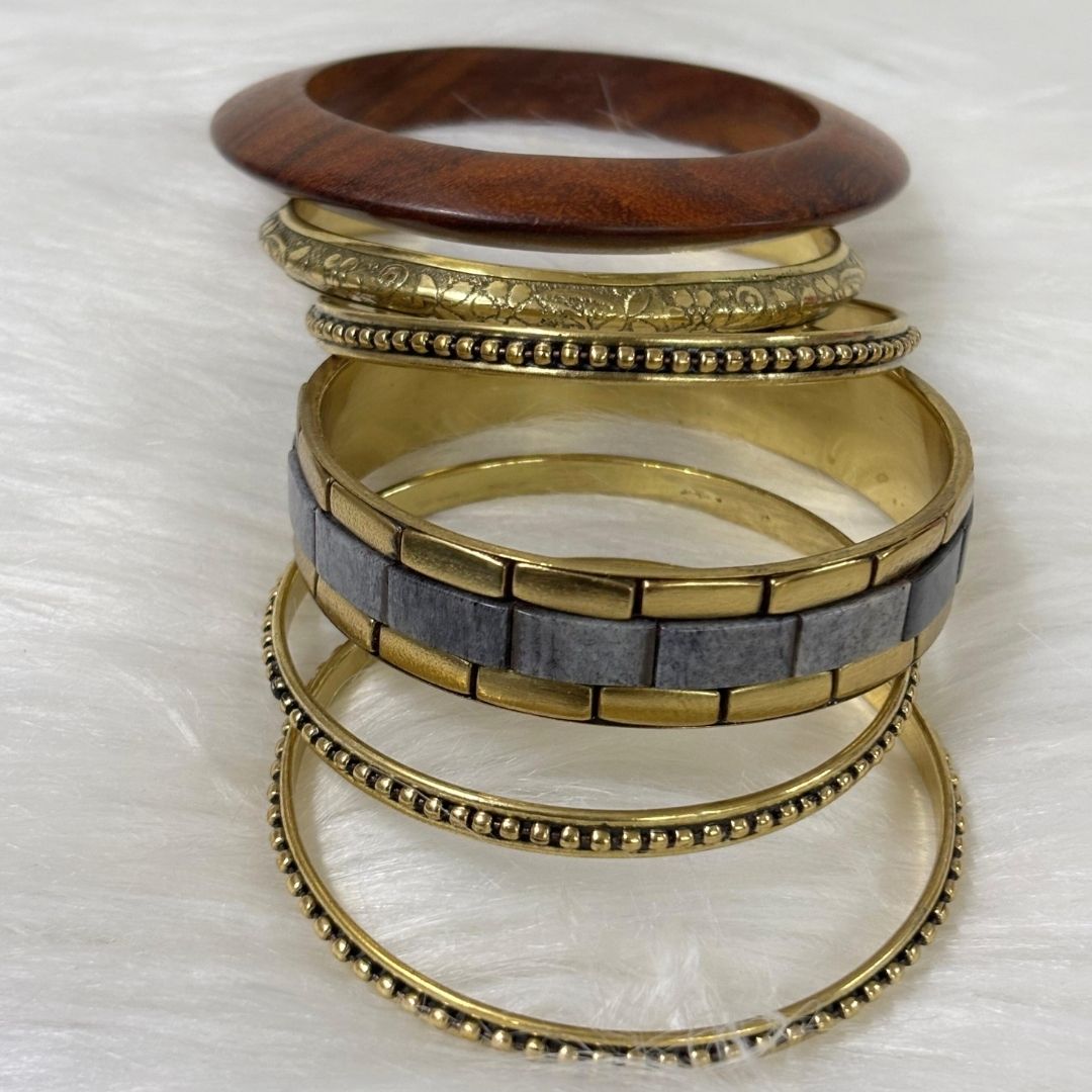 Gold Plated Stone Chips Regal Charm Set of Bangles