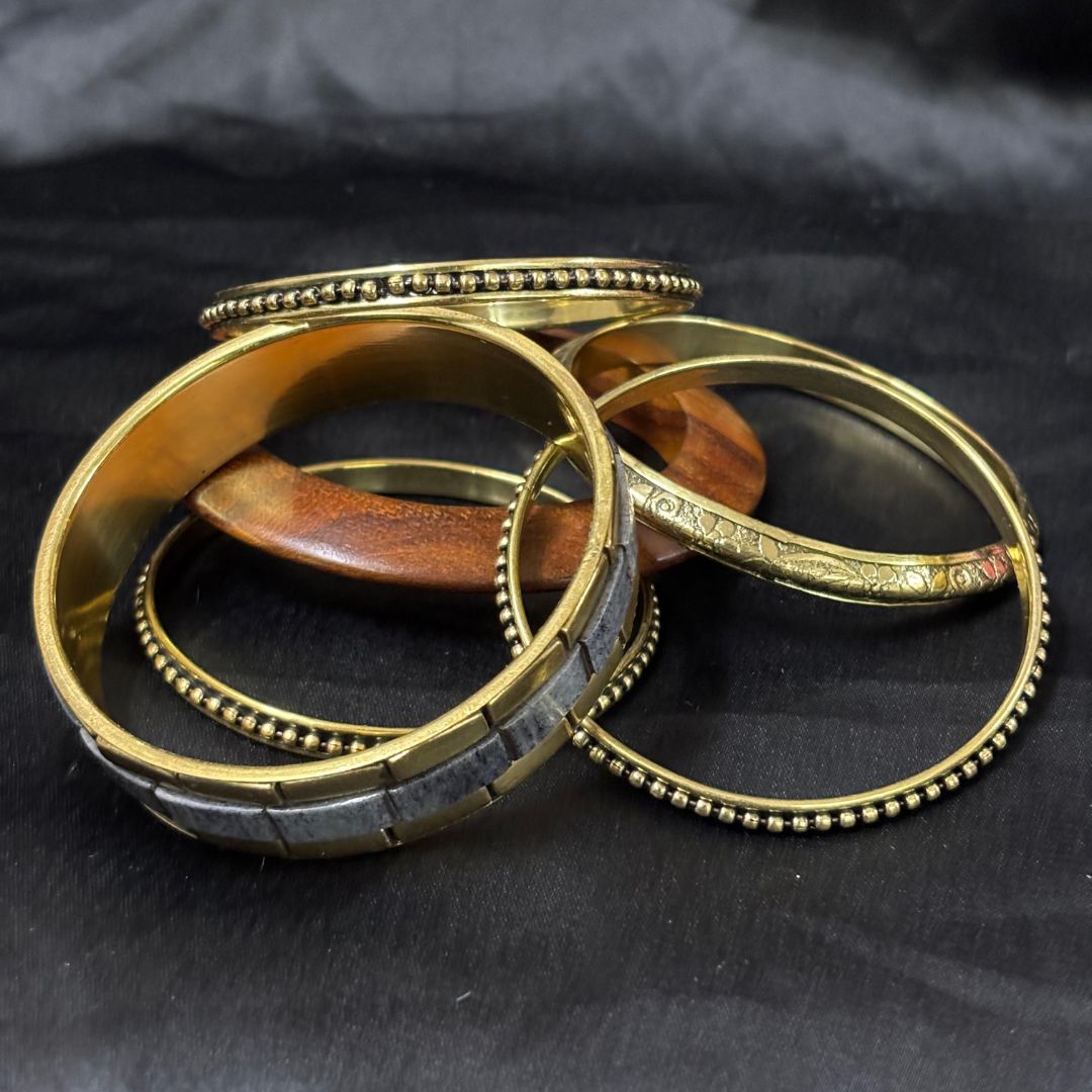 Gold Plated Stone Chips Regal Charm Set of Bangles