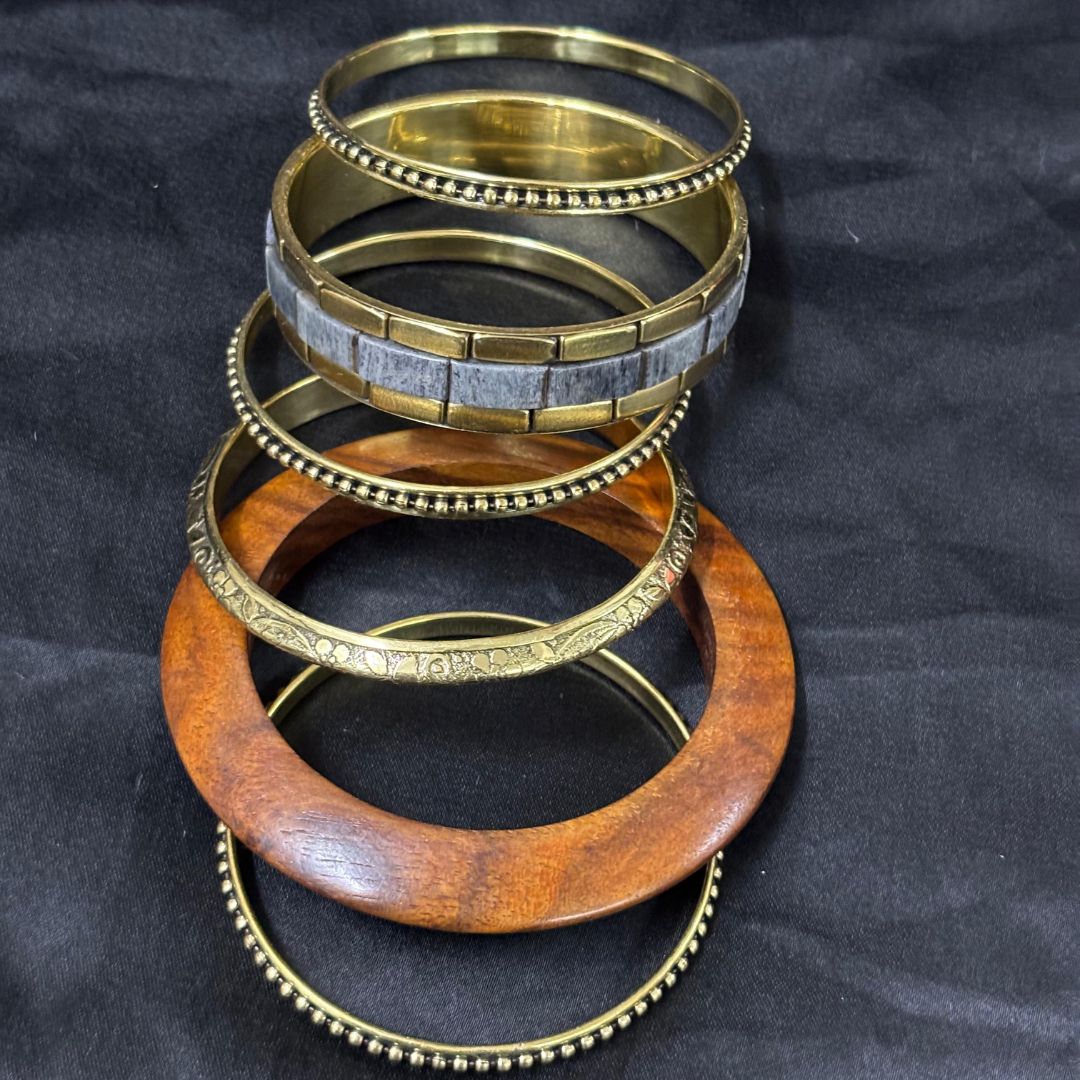 Gold Plated Stone Chips Regal Charm Set of Bangles