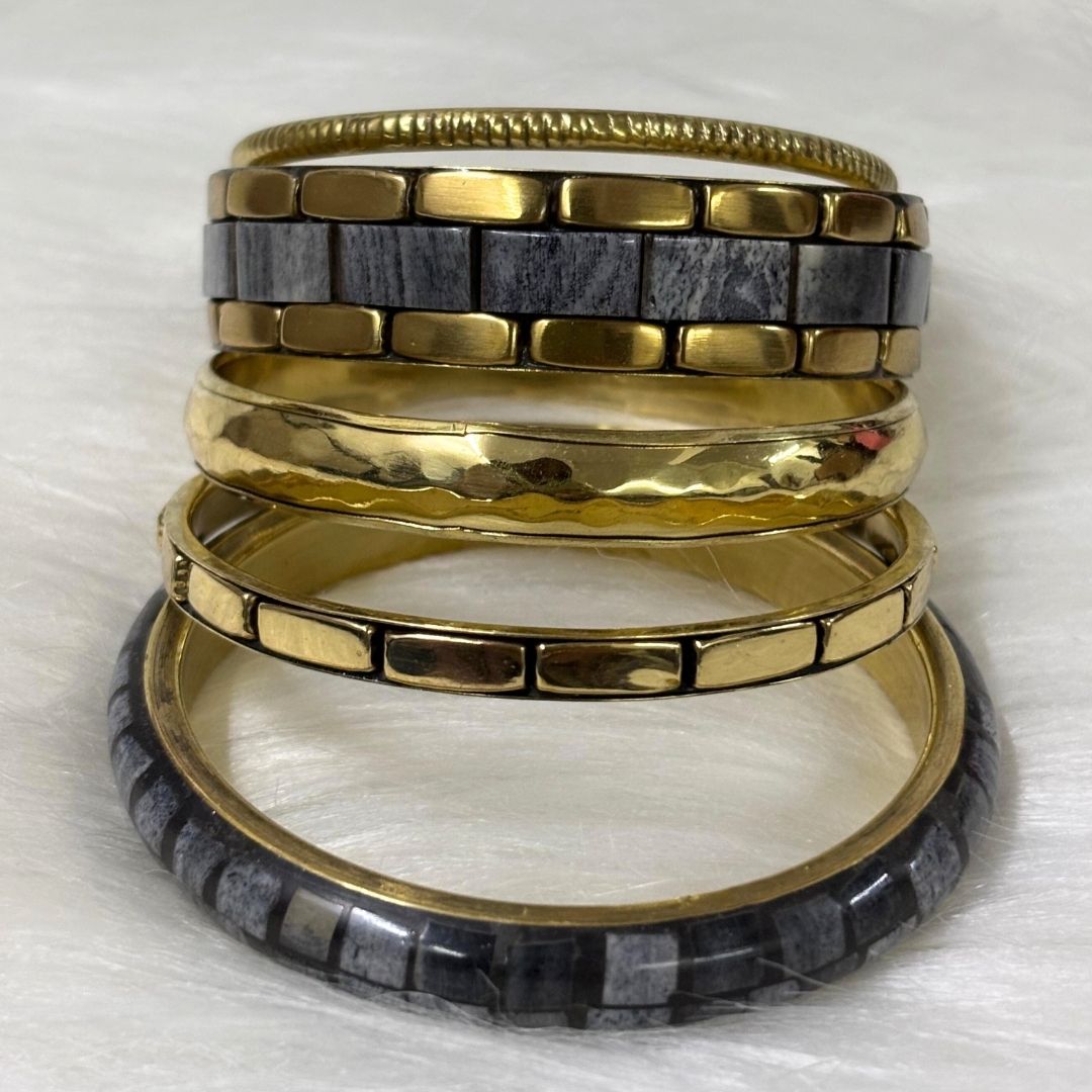 Gold Plated Stone Chips Regal Charm Set of Bangles