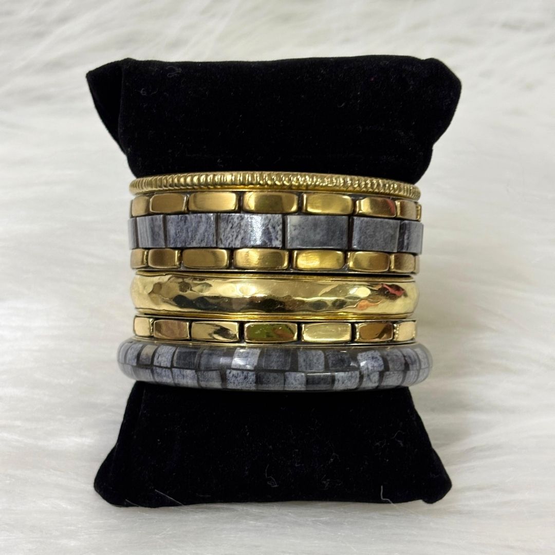 Gold Plated Stone Chips Regal Charm Set of Bangles