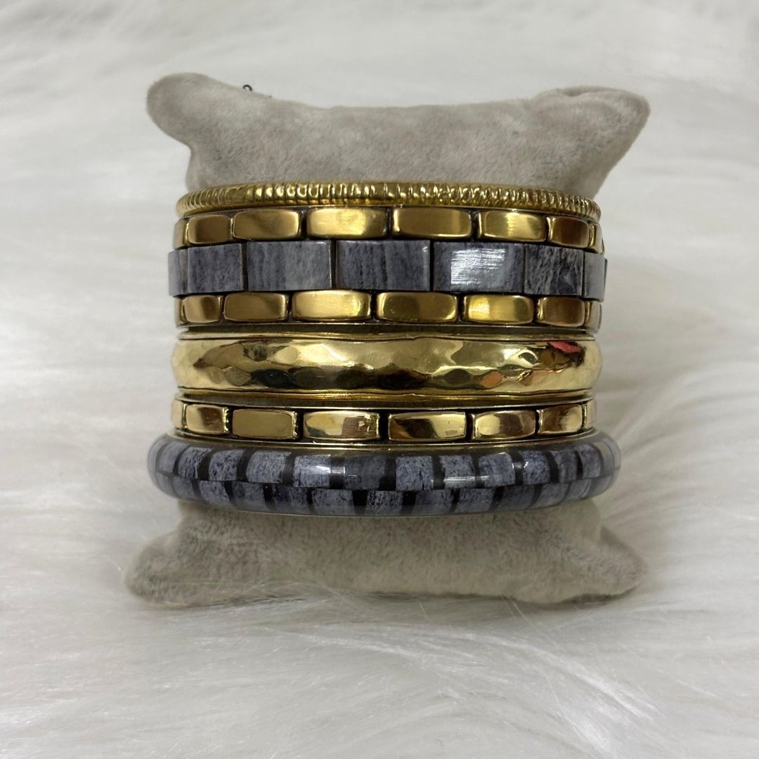 Gold Plated Stone Chips Regal Charm Set of Bangles