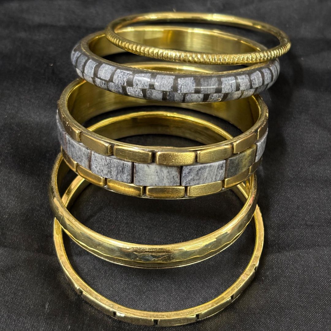 Gold Plated Stone Chips Regal Charm Set of Bangles