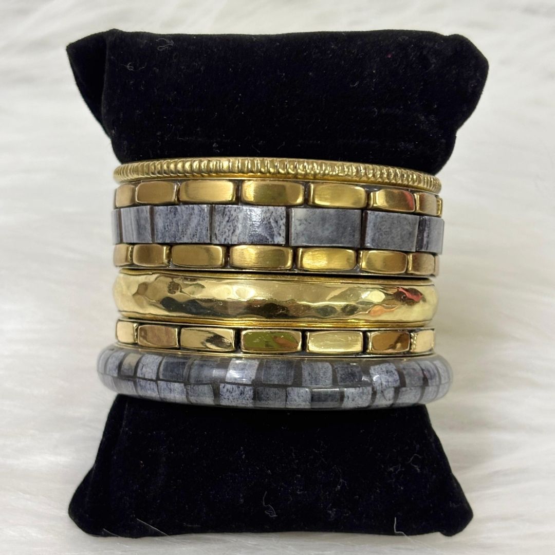 Gold Plated Stone Chips Regal Charm Set of Bangles