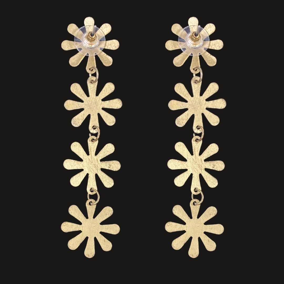 Gold-Plated Snowflake Dangle Push Back Earrings