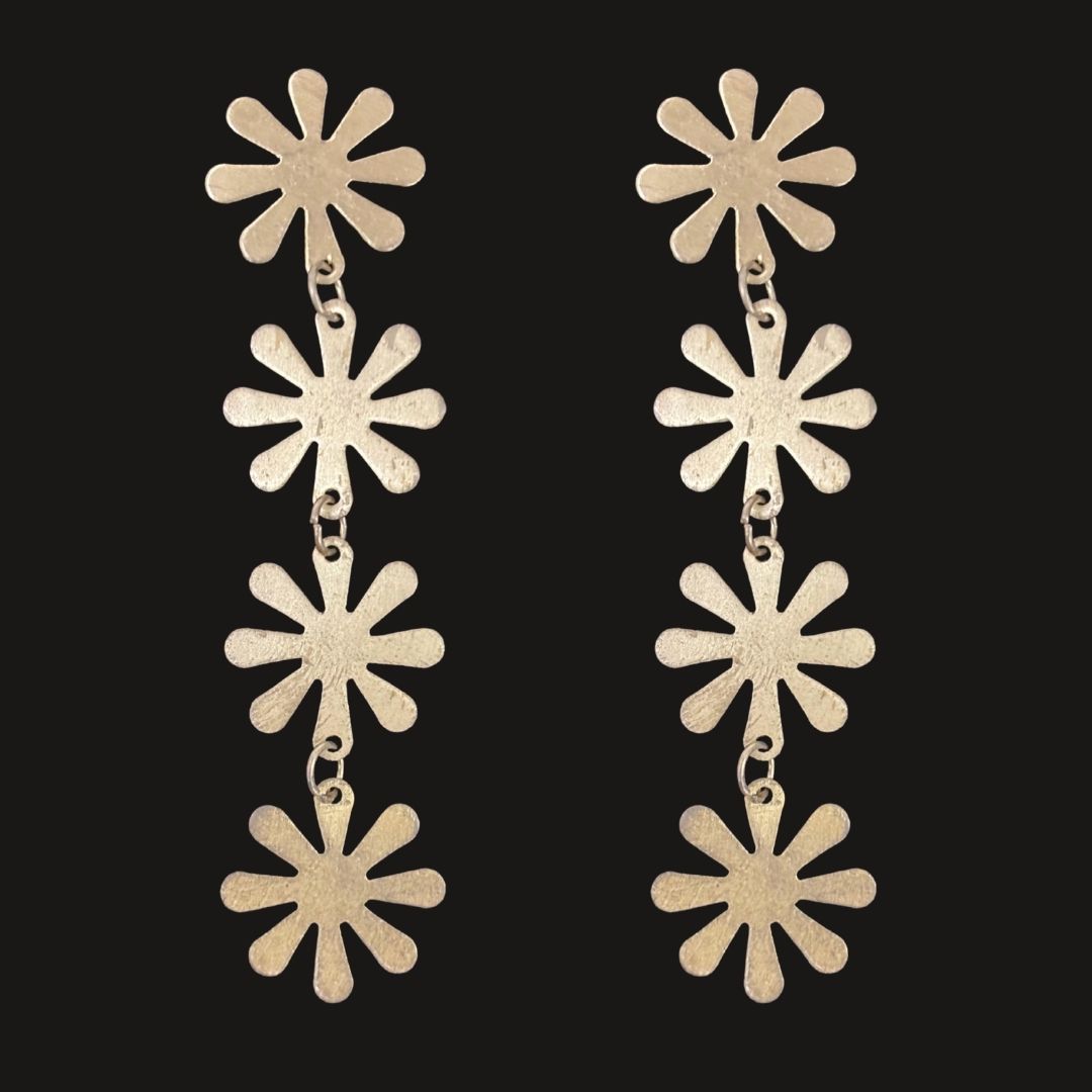 Gold-Plated Snowflake Dangle Push Back Earrings