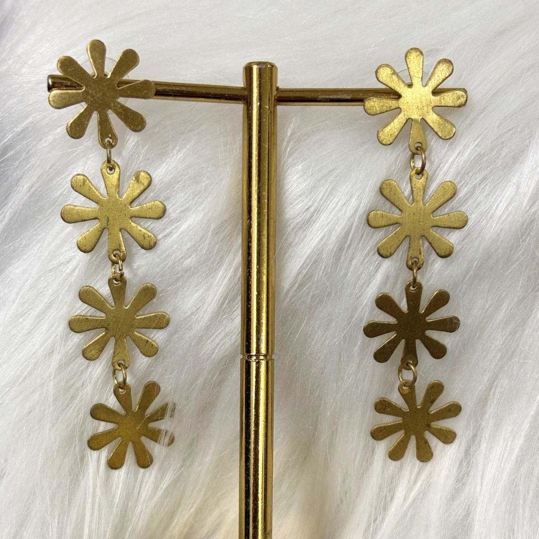 Gold-Plated Snowflake Dangle Push Back Earrings