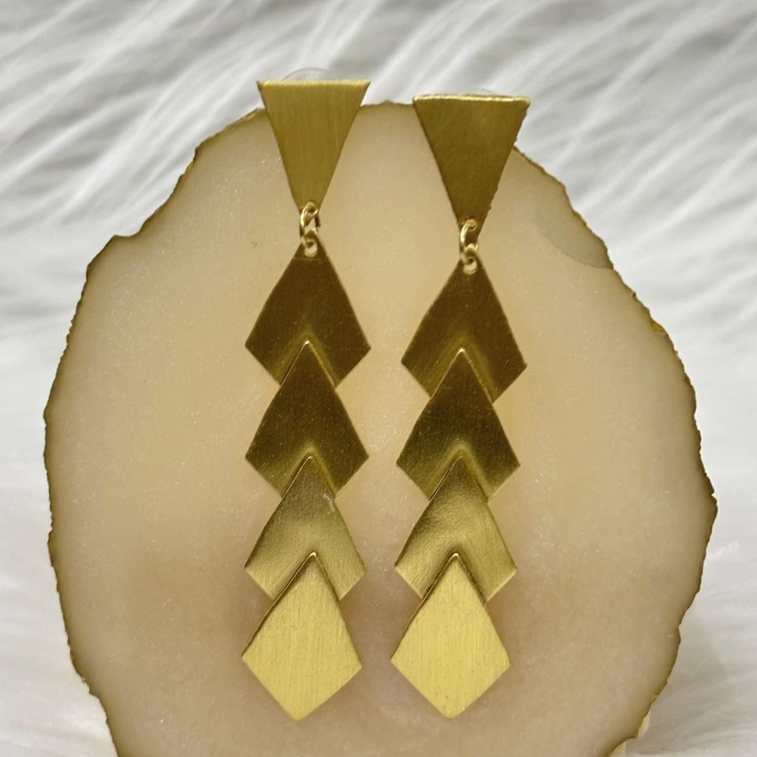 High-Quality Gold-Plated Geometric Dangle Earrings