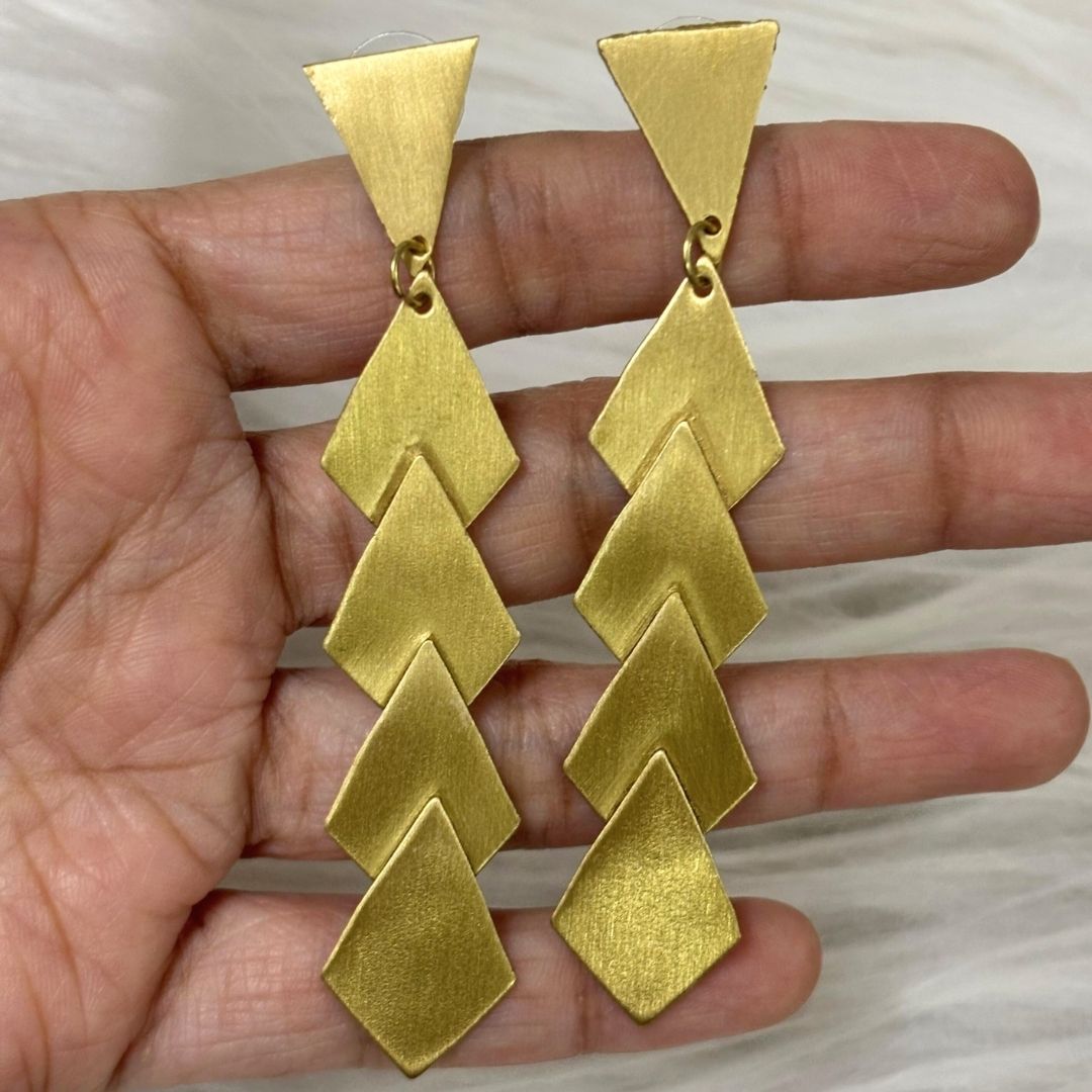 High-Quality Gold-Plated Geometric Dangle Earrings