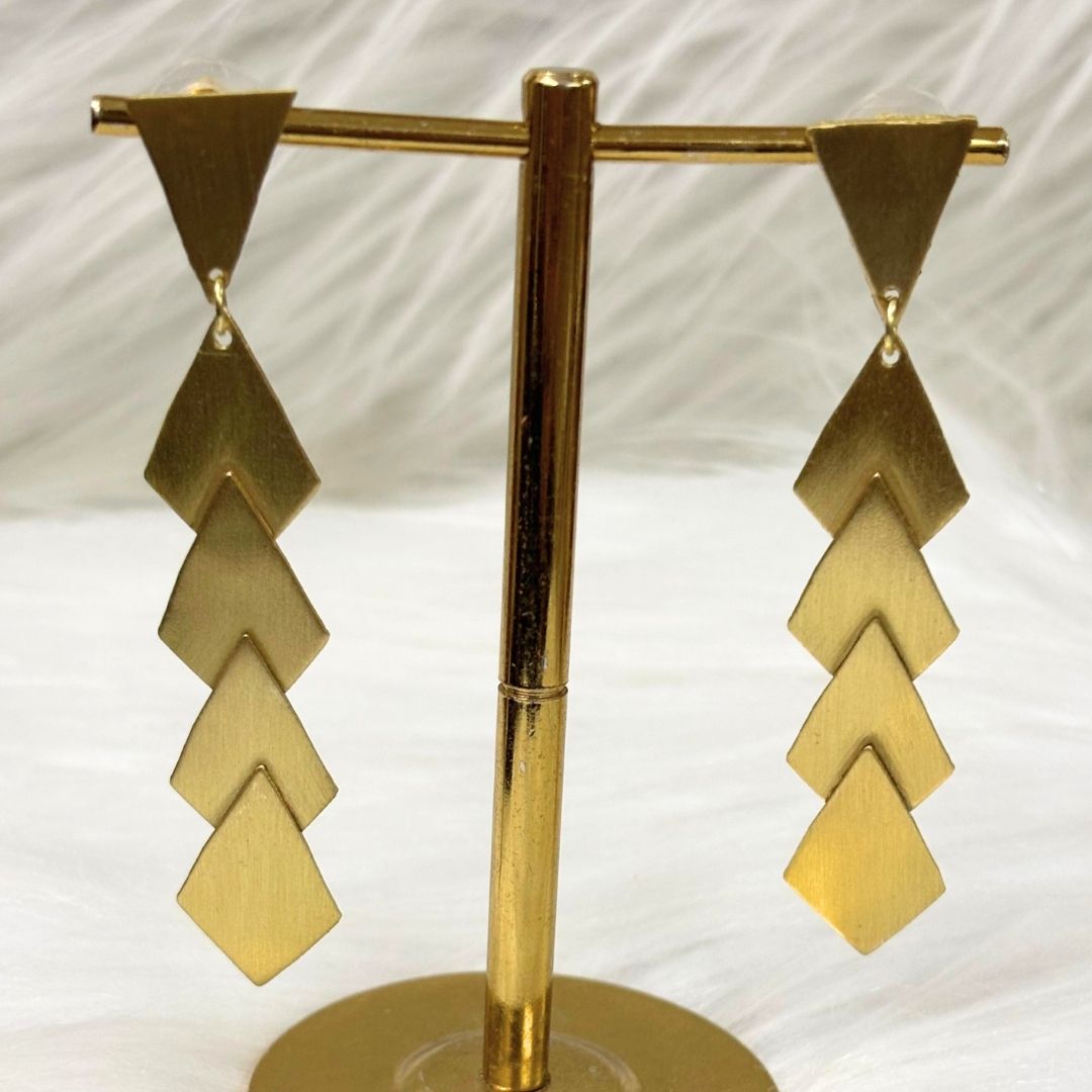 High-Quality Gold-Plated Geometric Dangle Earrings