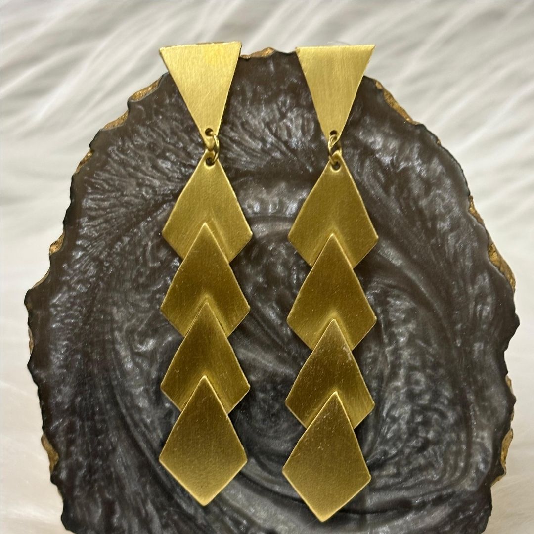 High-Quality Gold-Plated Geometric Dangle Earrings