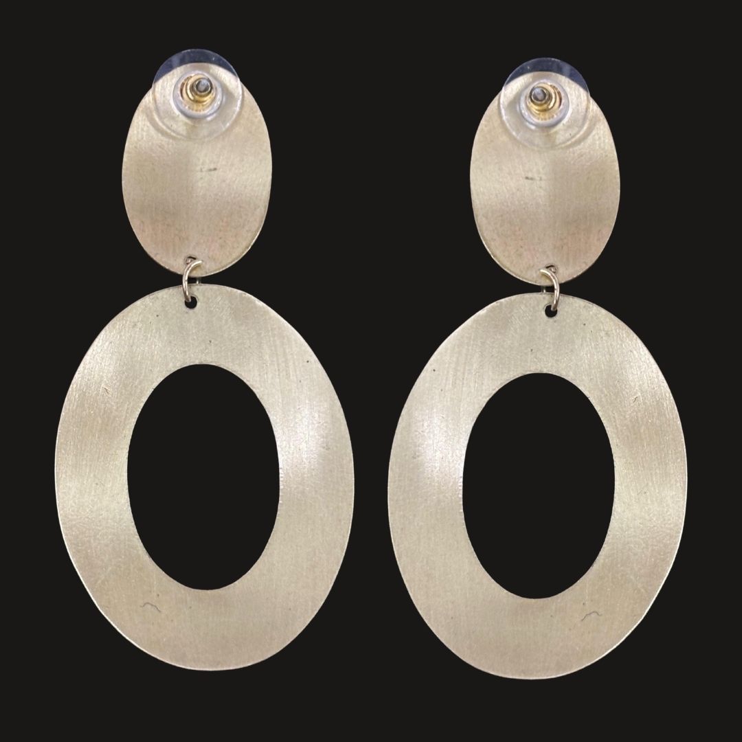 High-Quality Gold-Plated Double Oval Dangle Earrings