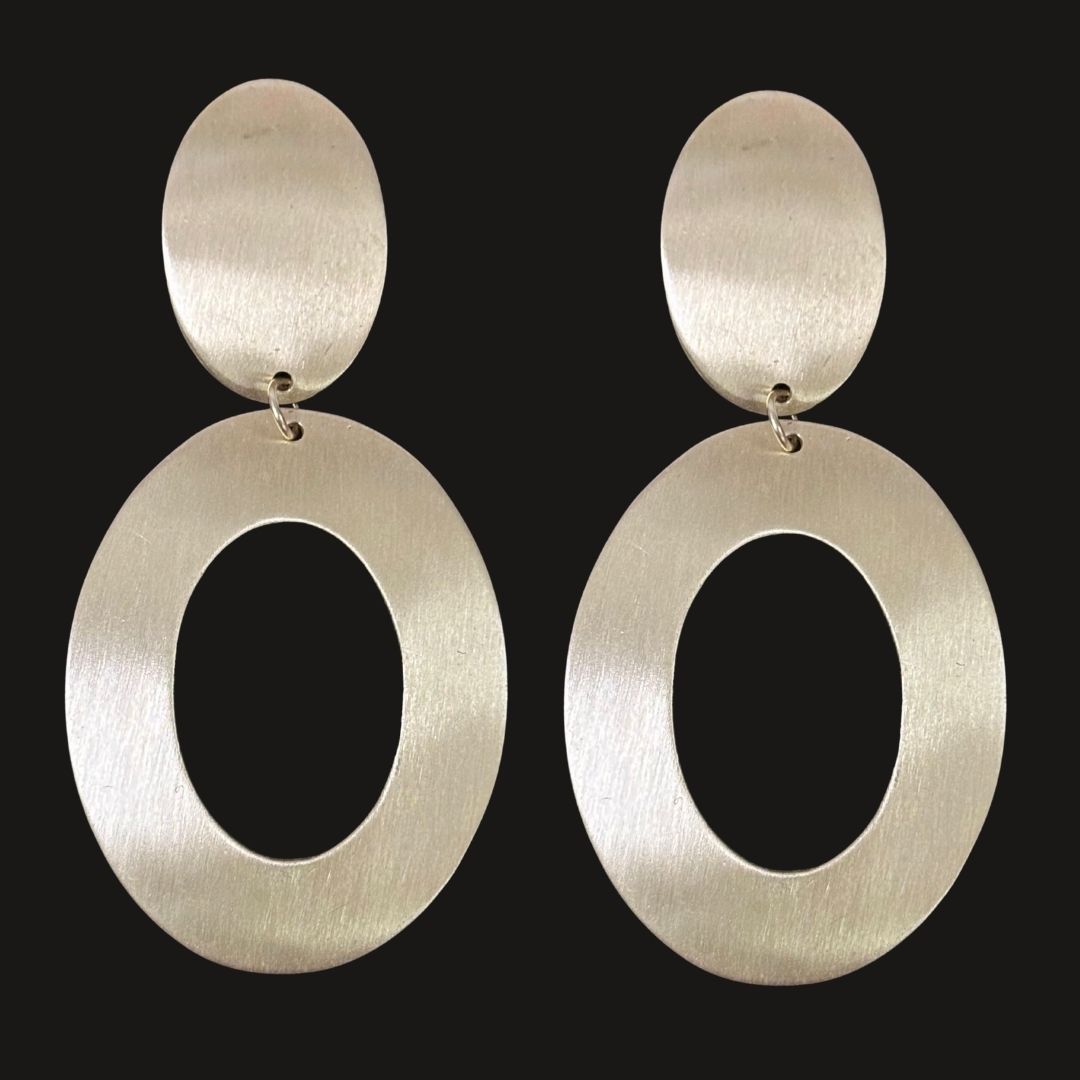 High-Quality Gold-Plated Double Oval Dangle Earrings