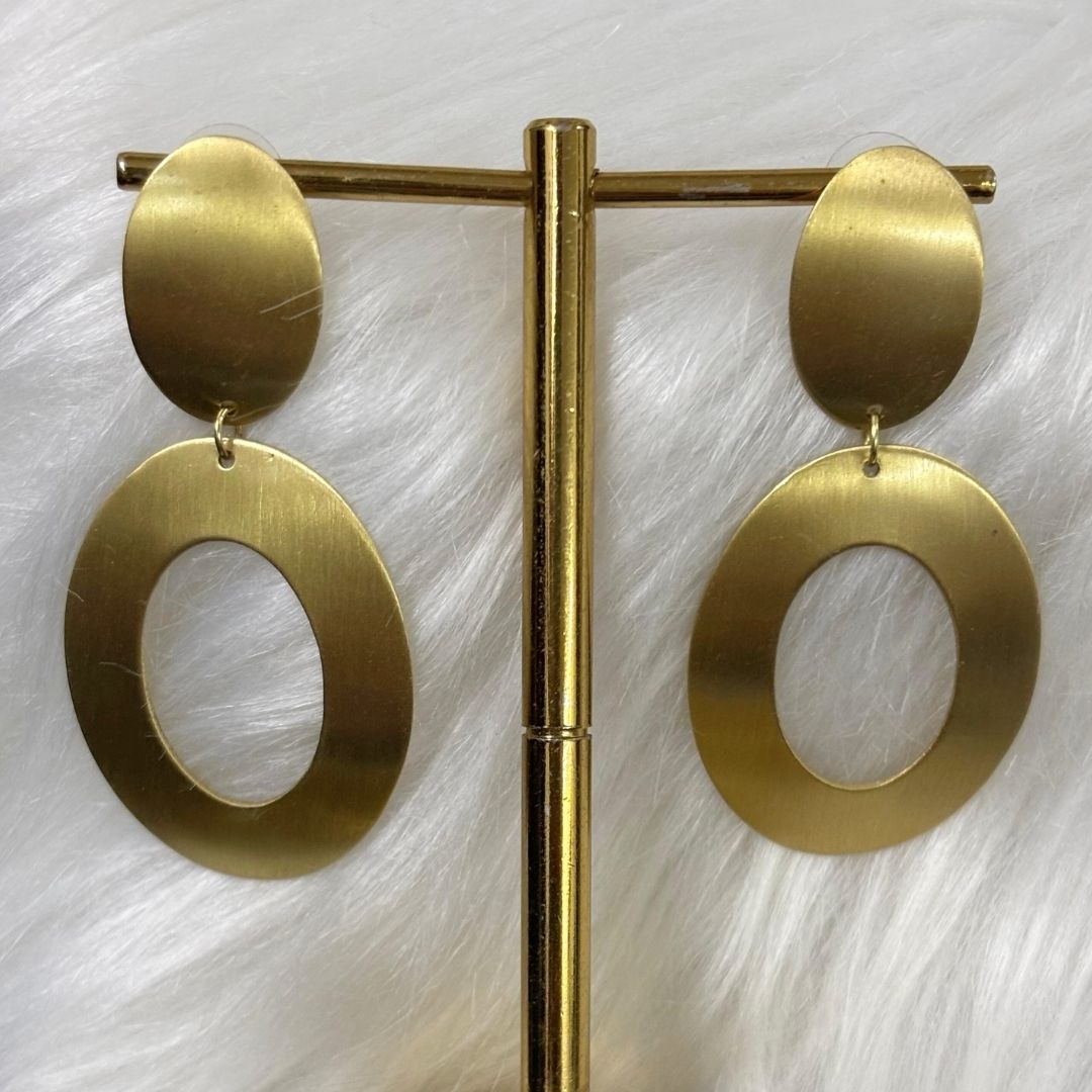 High-Quality Gold-Plated Double Oval Dangle Earrings