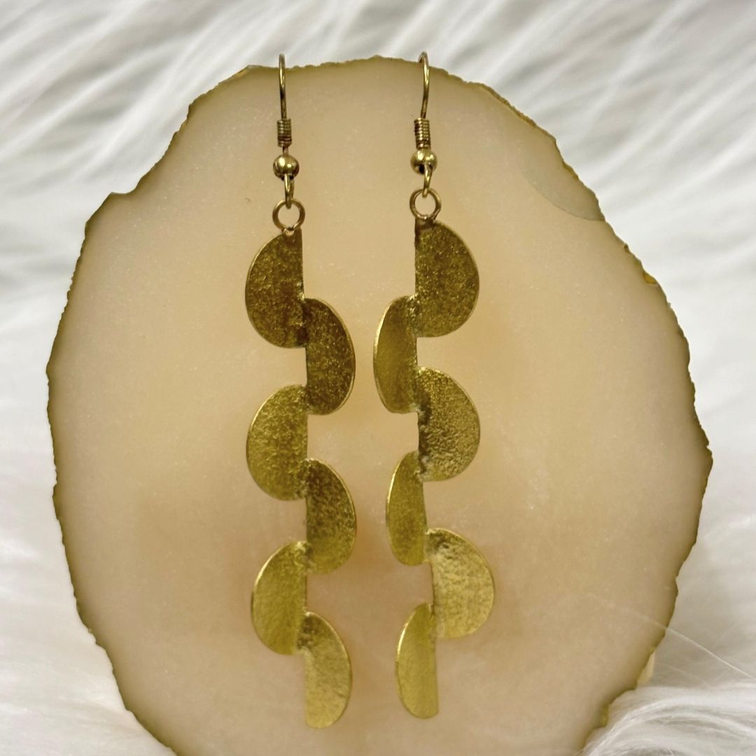 High-Quality Gold-Plated Semi-Circle Drop Earrings