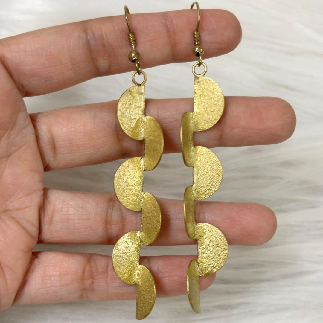 High-Quality Gold-Plated Semi-Circle Drop Earrings