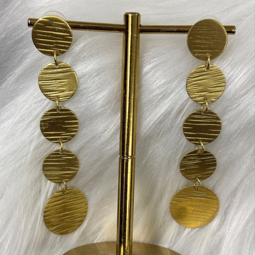 High-Quality Gold-Plated Moon Disc Dangle Earrings