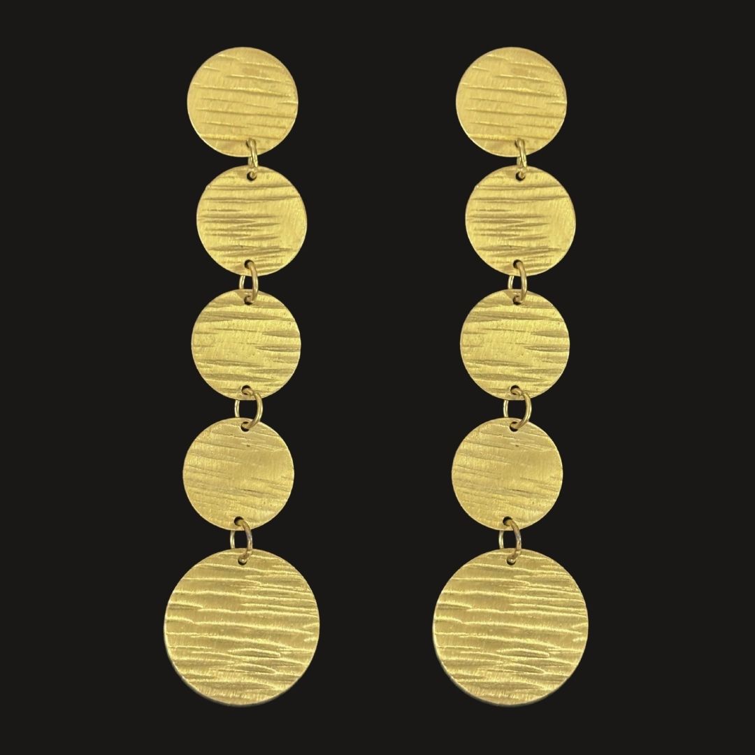 High-Quality Gold-Plated Moon Disc Dangle Earrings