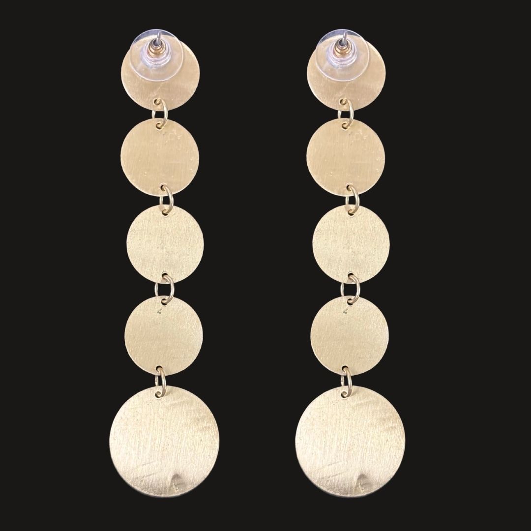 High-Quality Gold-Plated Moon Disc Dangle Earrings