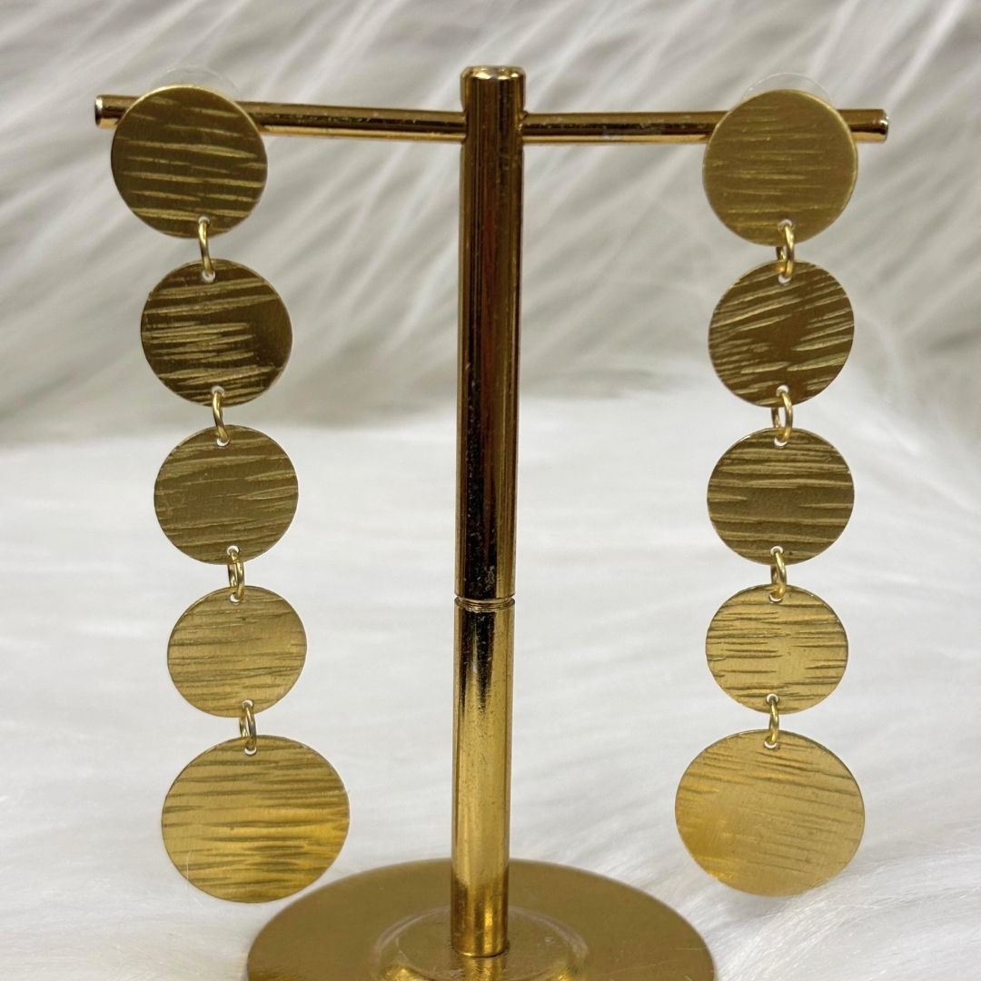High-Quality Gold-Plated Moon Disc Dangle Earrings