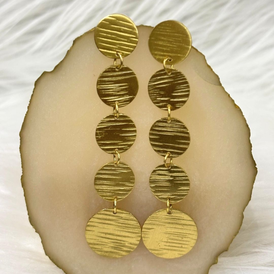 High-Quality Gold-Plated Moon Disc Dangle Earrings