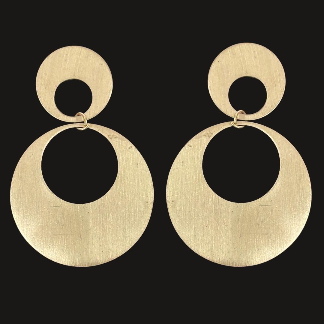 High-Quality Gold-Plated Dual Circle Drop Earrings